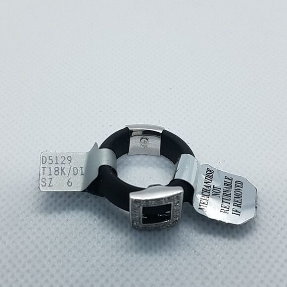 Diamond Engagement Ring | Liori Diamonds TM NWT 18kt White Gold Diamond Black Silicone Ring